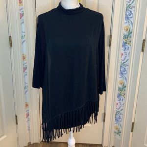 Asymmetrical Tunic in Black with fringe by Chicos